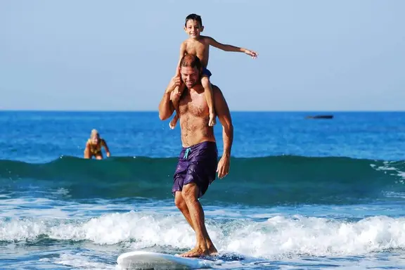 Father and Son Surfing on Wurtulla Beach