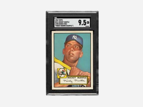 Feature 1952 topps mickey mantle 311 sgc mint 9 5 1985 rosen find finest known example