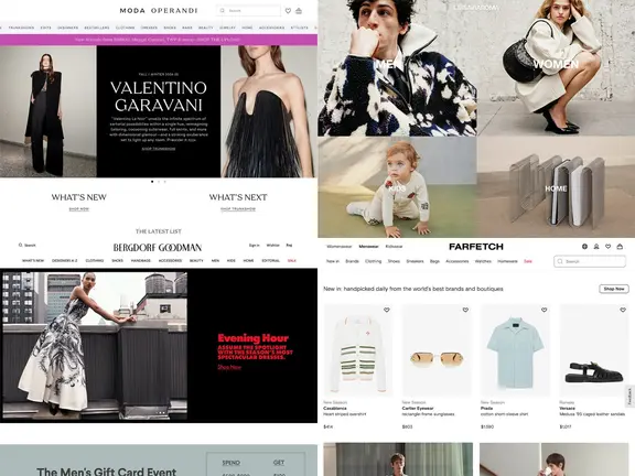 Collage of Luxury shopping sites images