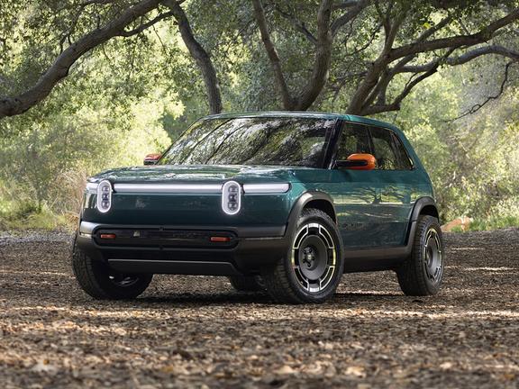 Rivian r3x exterior in forest