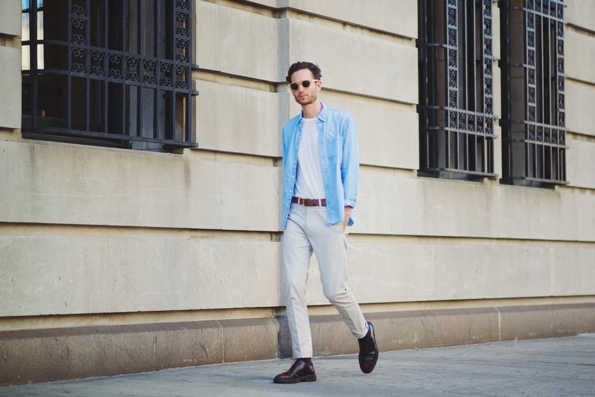 Light Blue Shirt with Blue Pants Smart Casual Summer Outfits For Men (274  ideas & outfits)