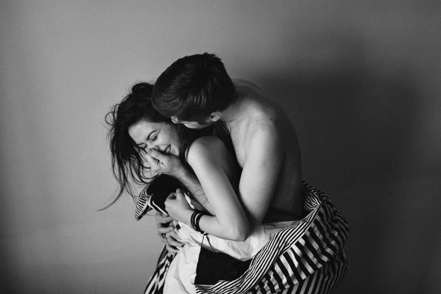 Man and woman intimate
