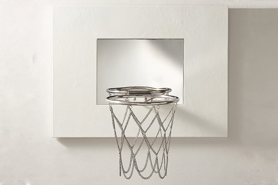 White Leather Mini Basketball Hoop