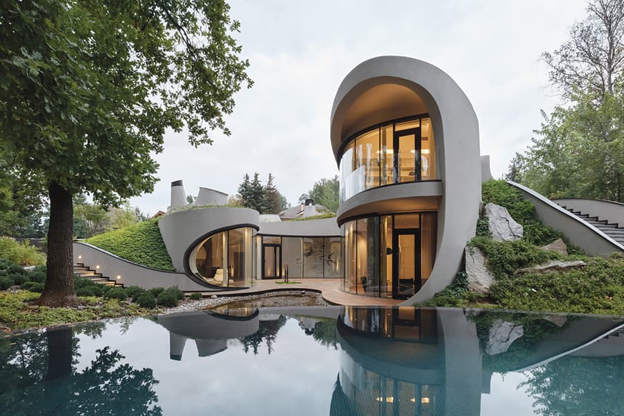 house in the landscape front view