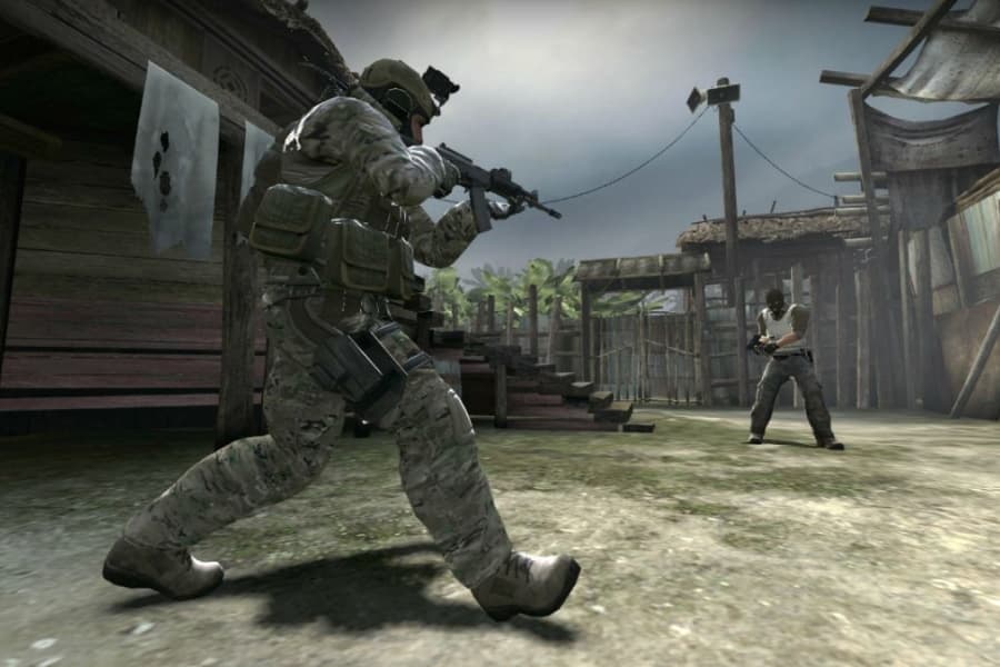 A screen from a shooting game