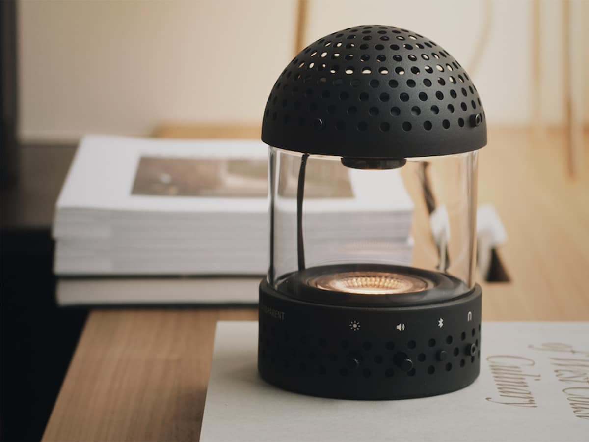 Transparent Sound Speaker on a tabletop
