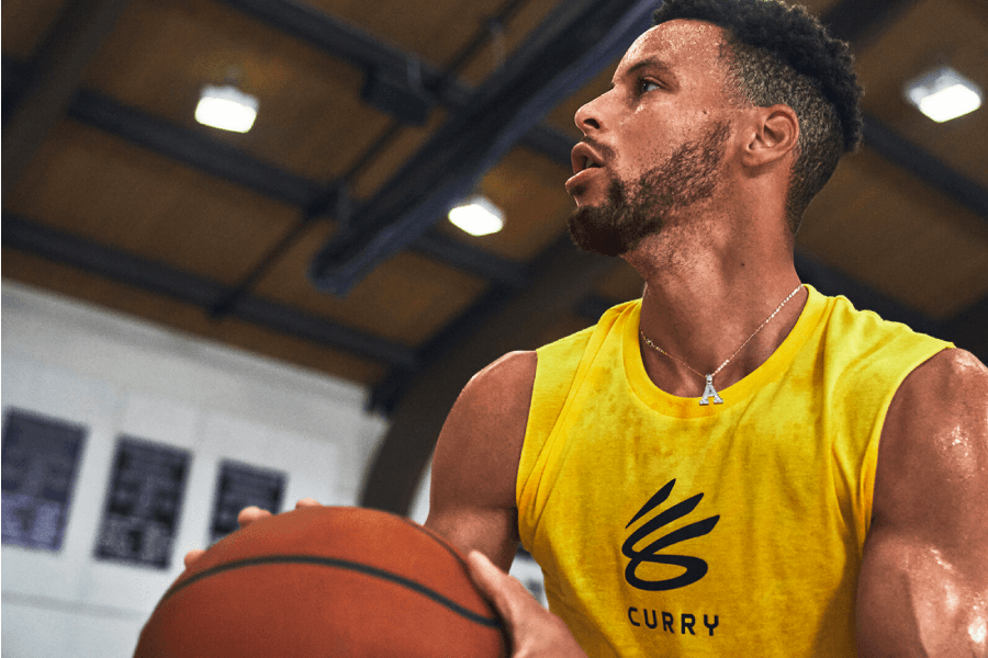 Stephen Curry with a  basketball