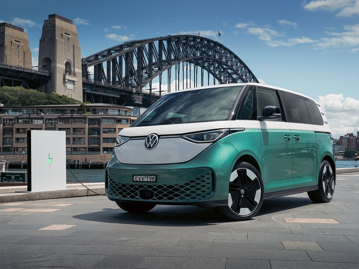 Vw id buzz australia near bridge front end