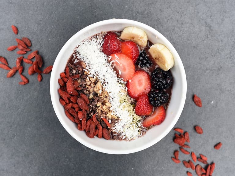 Acai bowl on a grey background