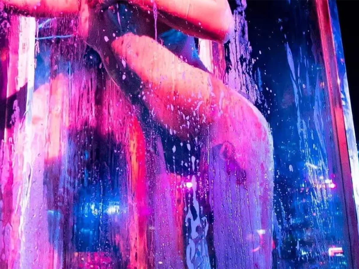 Stripper in a glass cage 