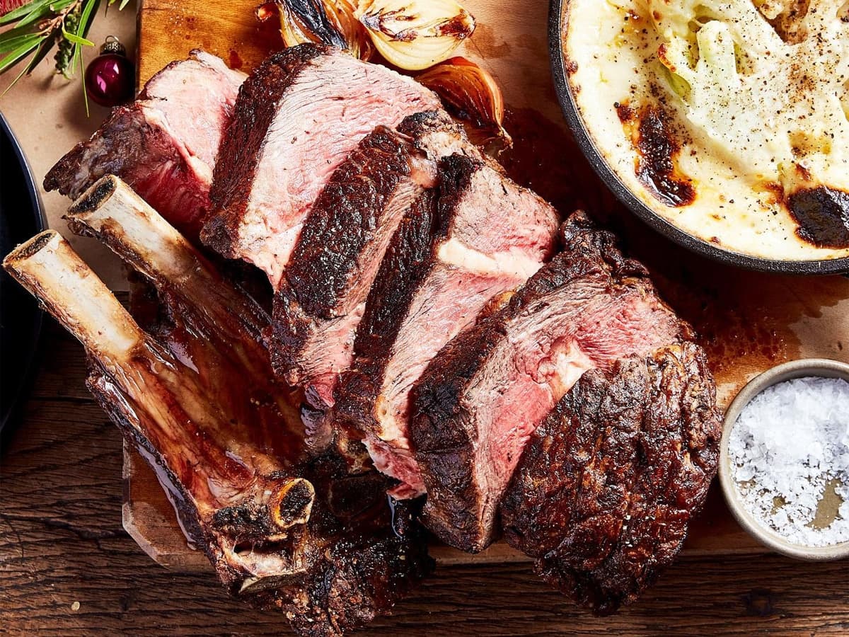 Barbecued meat on table