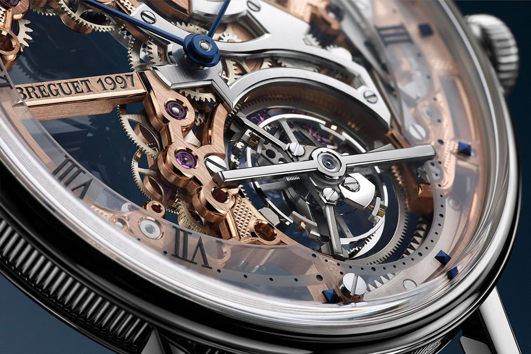 Closeup of the dial of Breguet Classique Tourbillon Extra-Plat Squelette