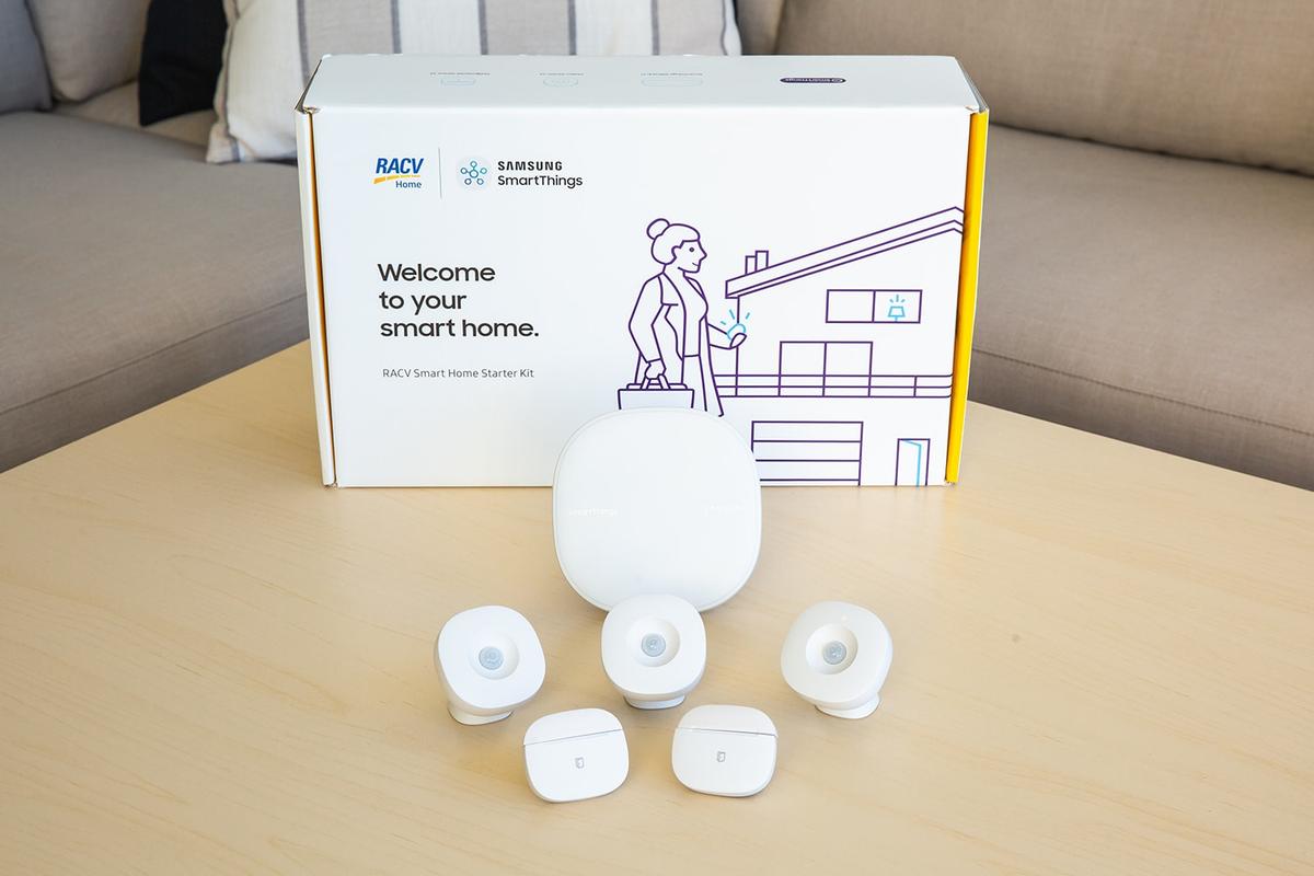 RACV Samsung SmartThings contents in front of box