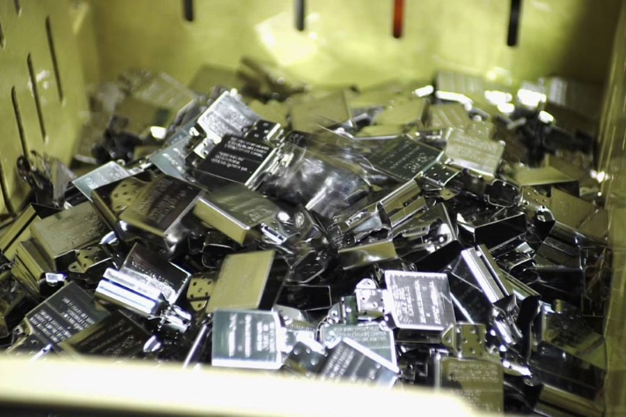 Zippo lighter metal parts in a box