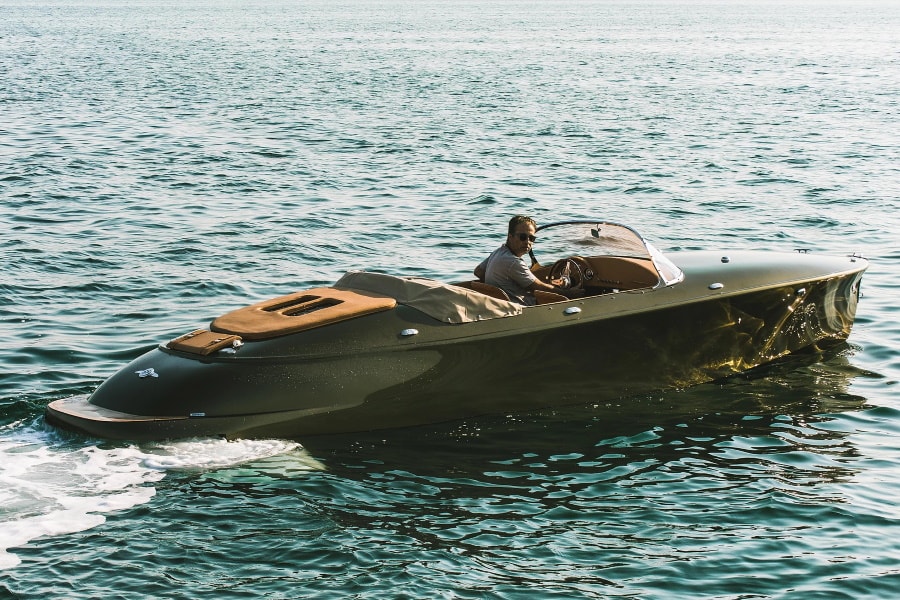 A man driving Hermes Speedster Boat