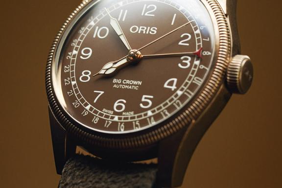 Dial of Oris Big Crown Bronze Pointer Date watch