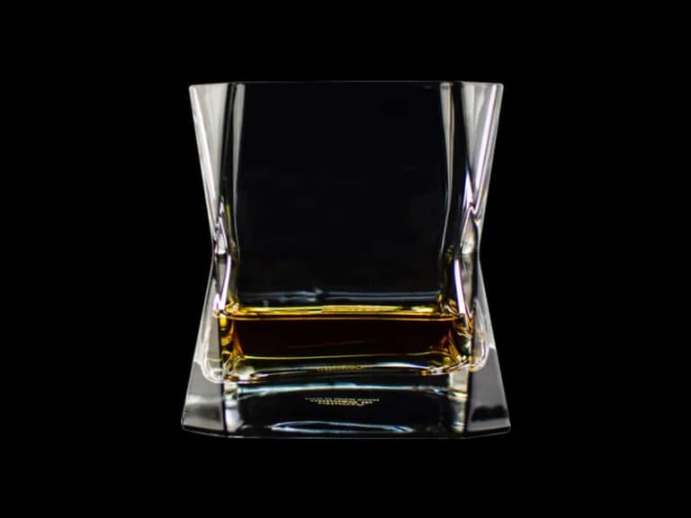 A Blade Runner Glass filled with a shot of whiskey