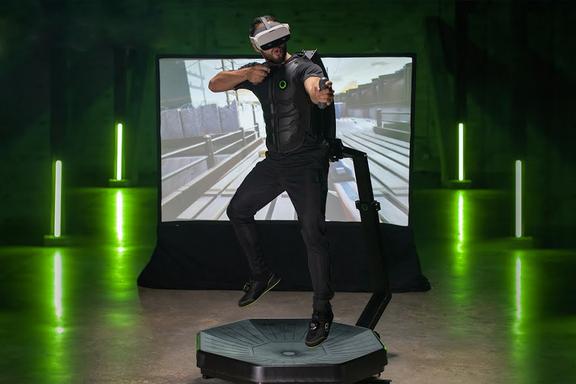A man playing on Virtuix Omni One At-Home VR Treadmill
