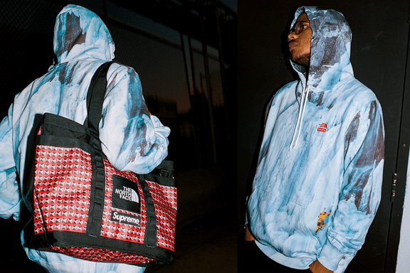 Supreme x the north face blue hoodie