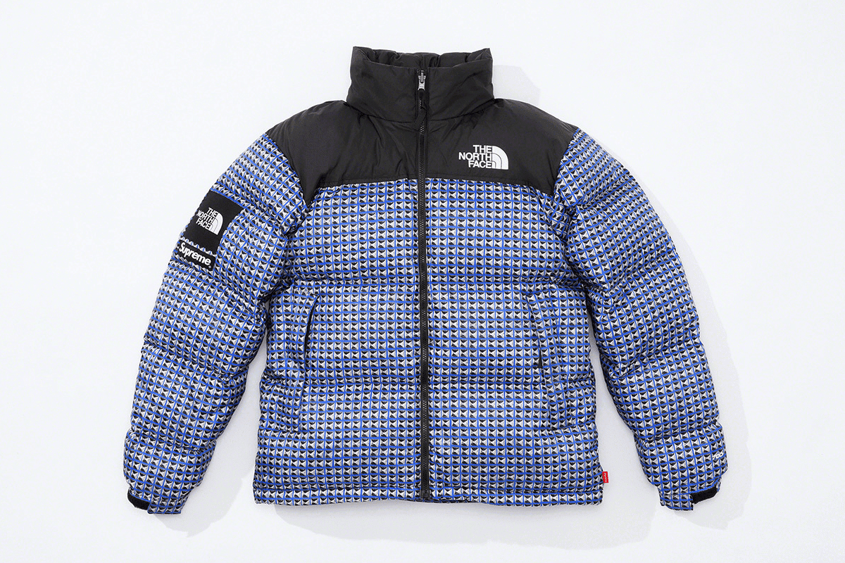 Supreme x the north face studded nupste jacket blue