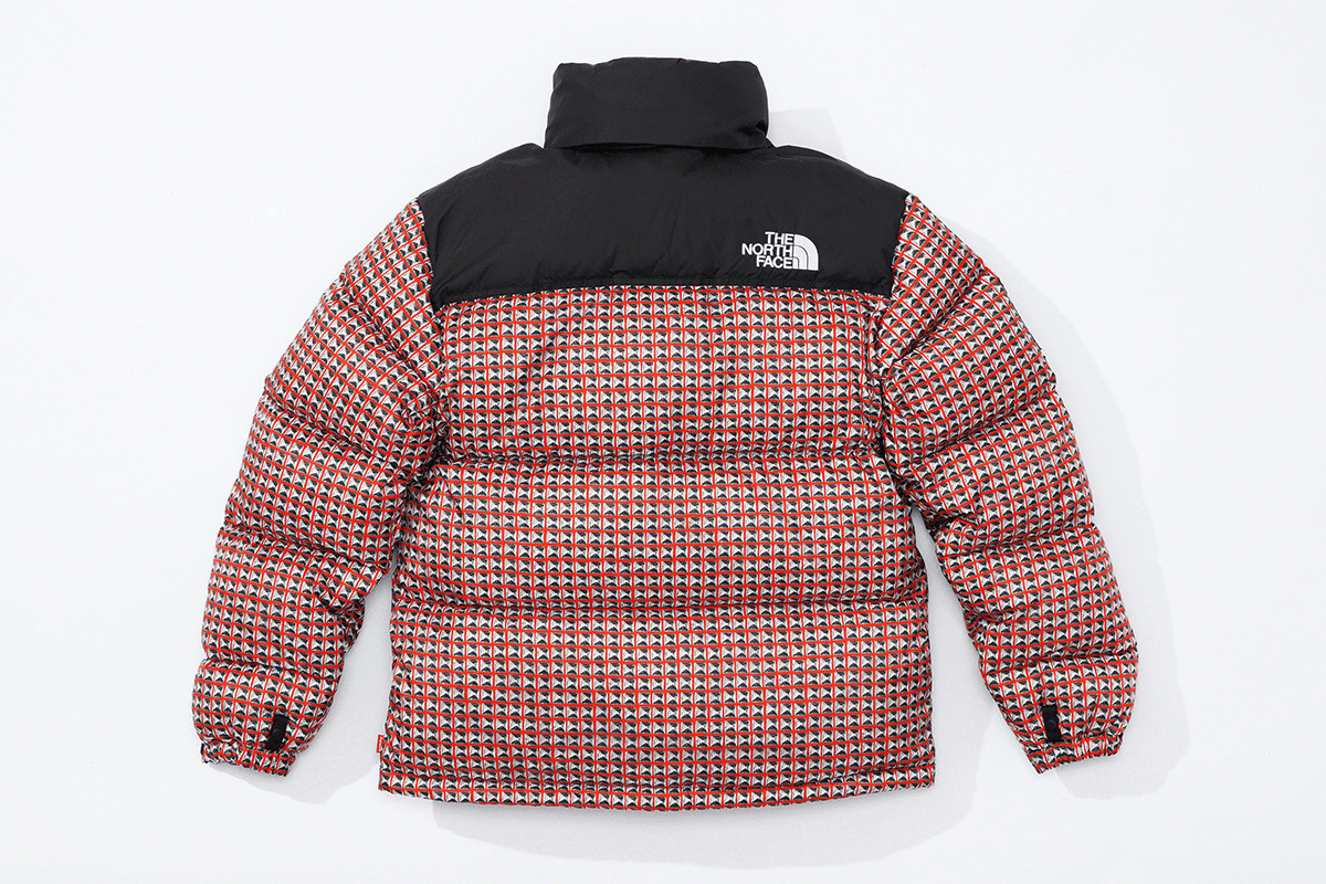 Supreme x the north face studded nupste jacket red back