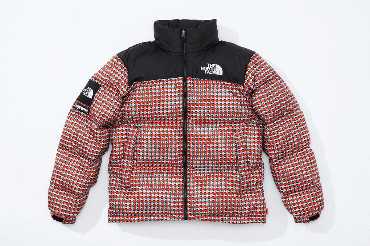 Supreme x the north face studded nupste jacket red