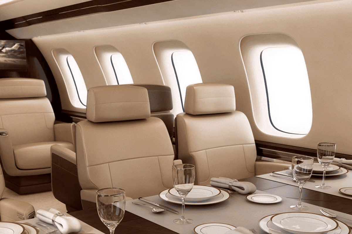 Twiggys private jet cabin
