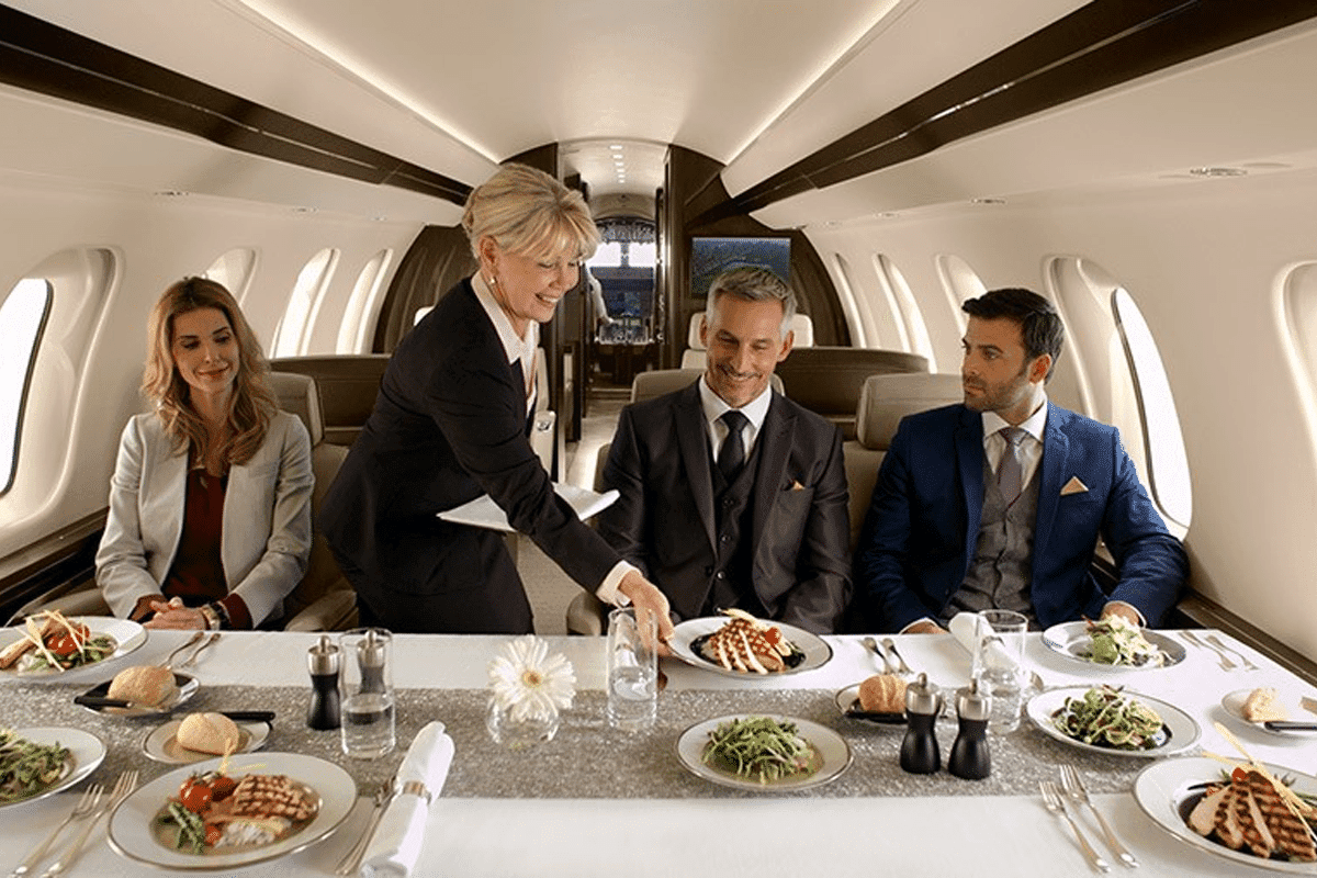 Twiggys private jet dining table