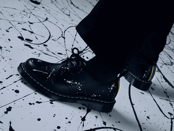 Dr martens x nbhd painted image up close