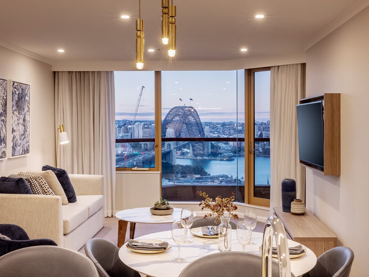 The sebel quay west sydney view of the harbour bridge