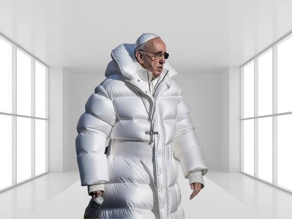 Pope wearing puffer jacket 1