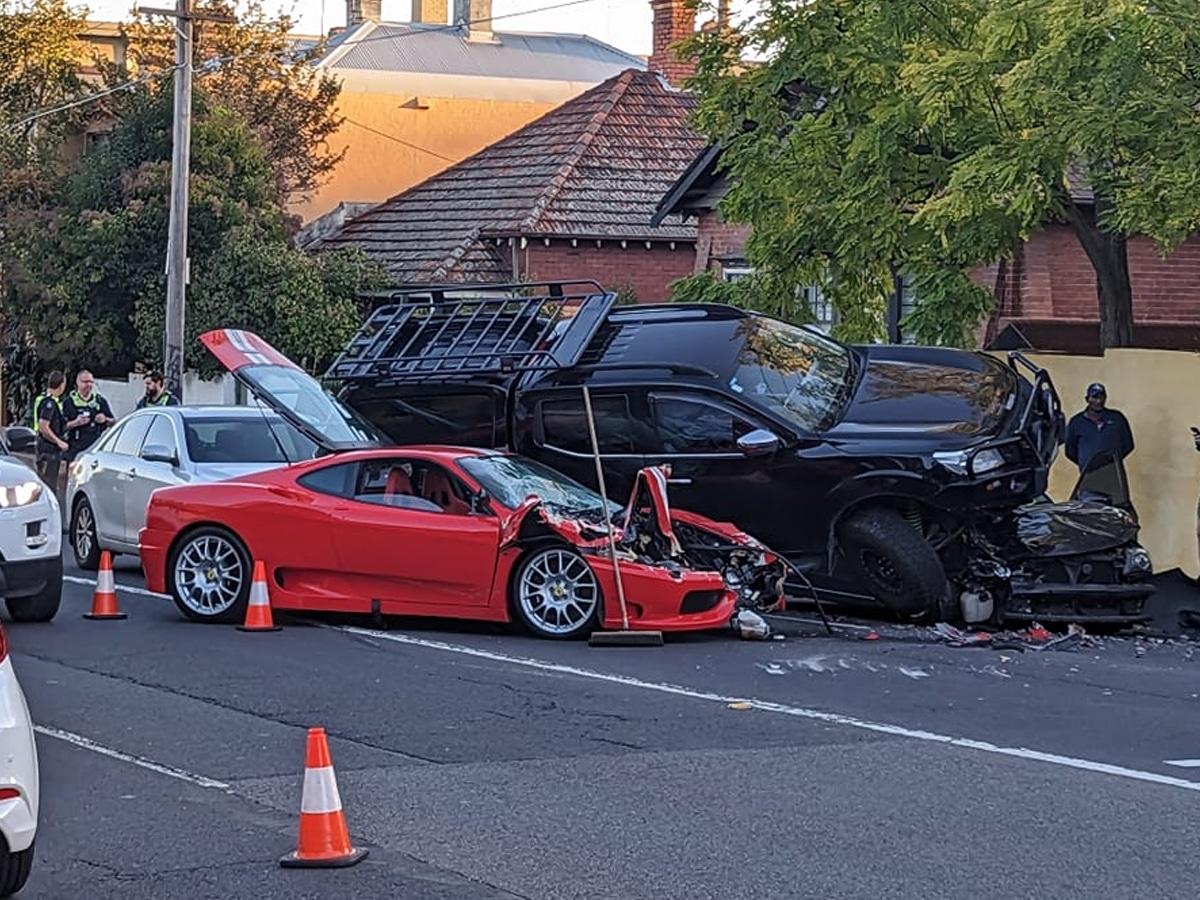 Ferrari challenege stradale crash in melbourne