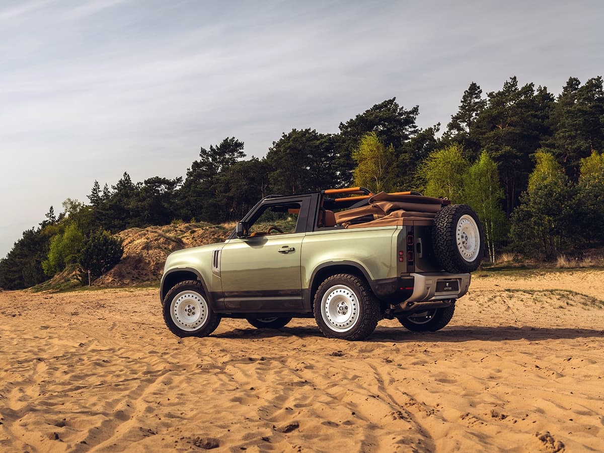 Land rover defender 90 convertible back angle