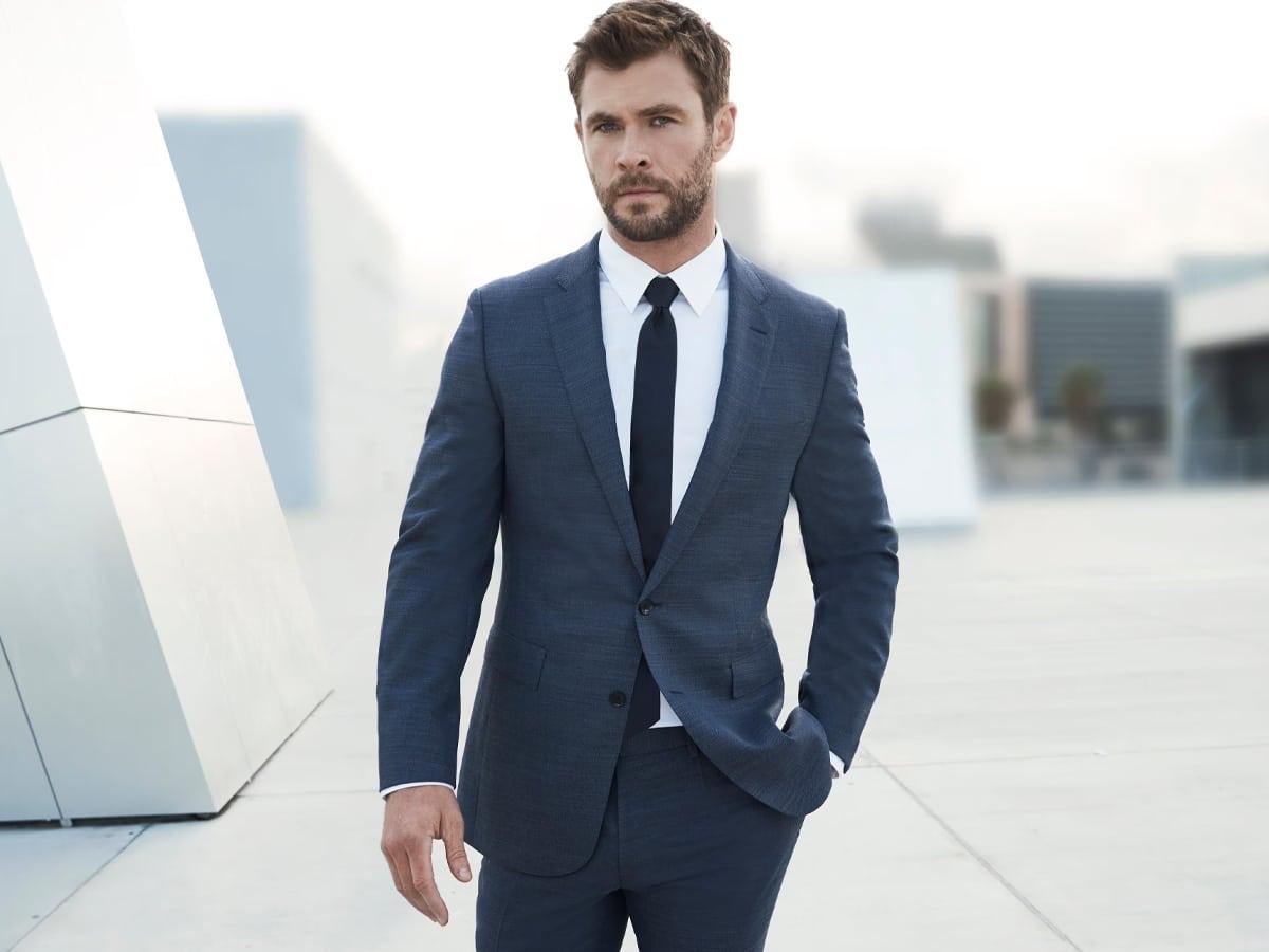 Chris Hemsworth in a blue suit