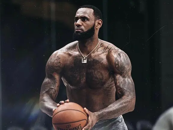 Lebron James about to shoot a ball