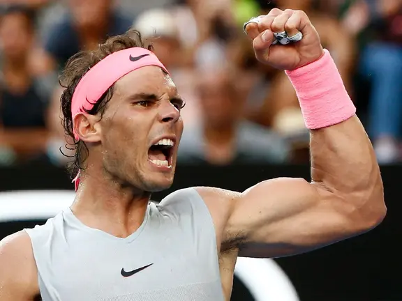 Rafael Nadal raising his fist in celebration