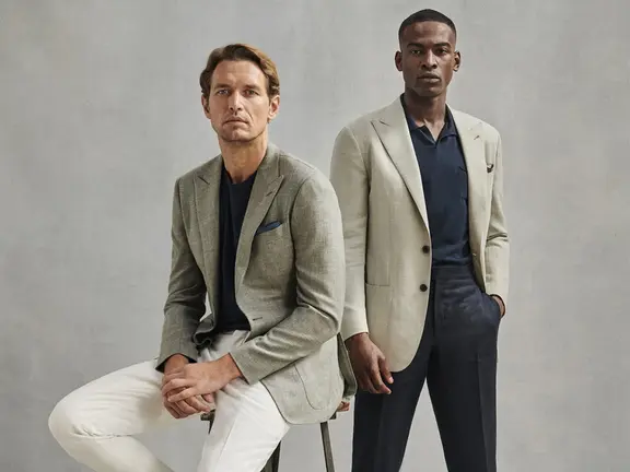 Two male models in smart casual dress code