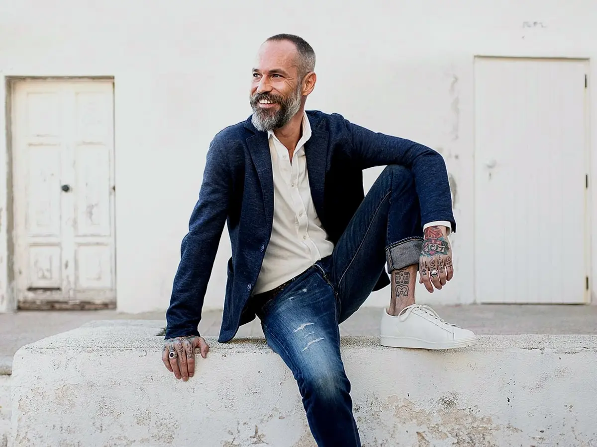 Man in Denim Jeans with Blazer