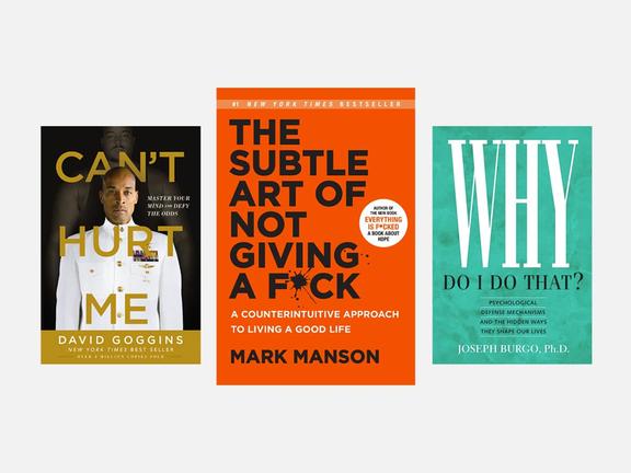 Three books: The Subtle Art of Not Giving a F*ck; Can’t Hurt Me; Why Do I Do That?