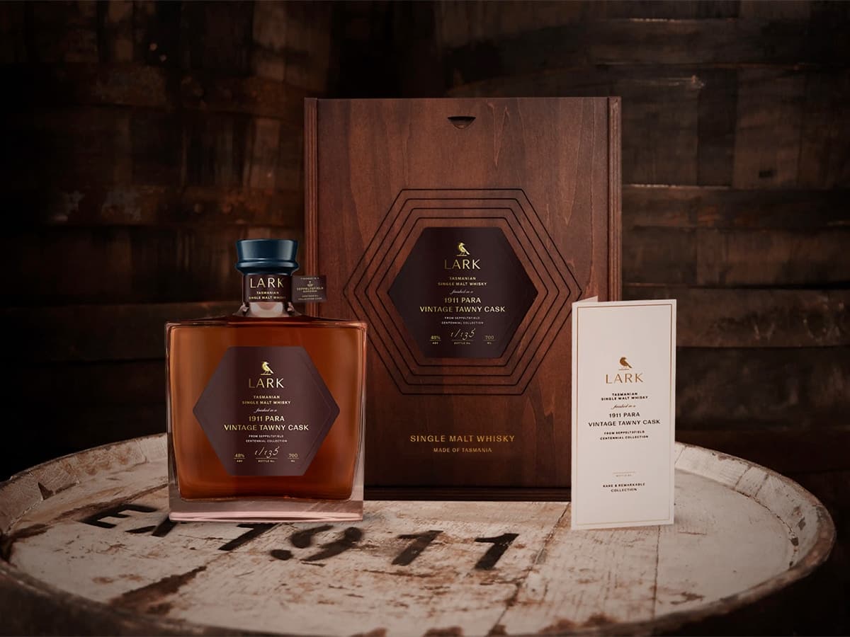 Lark Tasmanian Single Malt Whisky finished in 1911 Para Vintage Tawny Cask | Image: Lark Distilling Co.