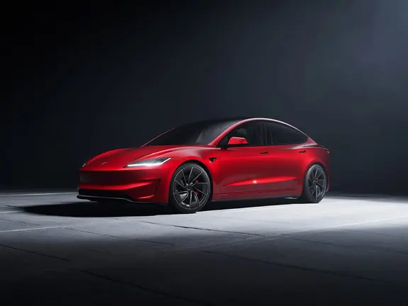 Tesla model 3 performance in red