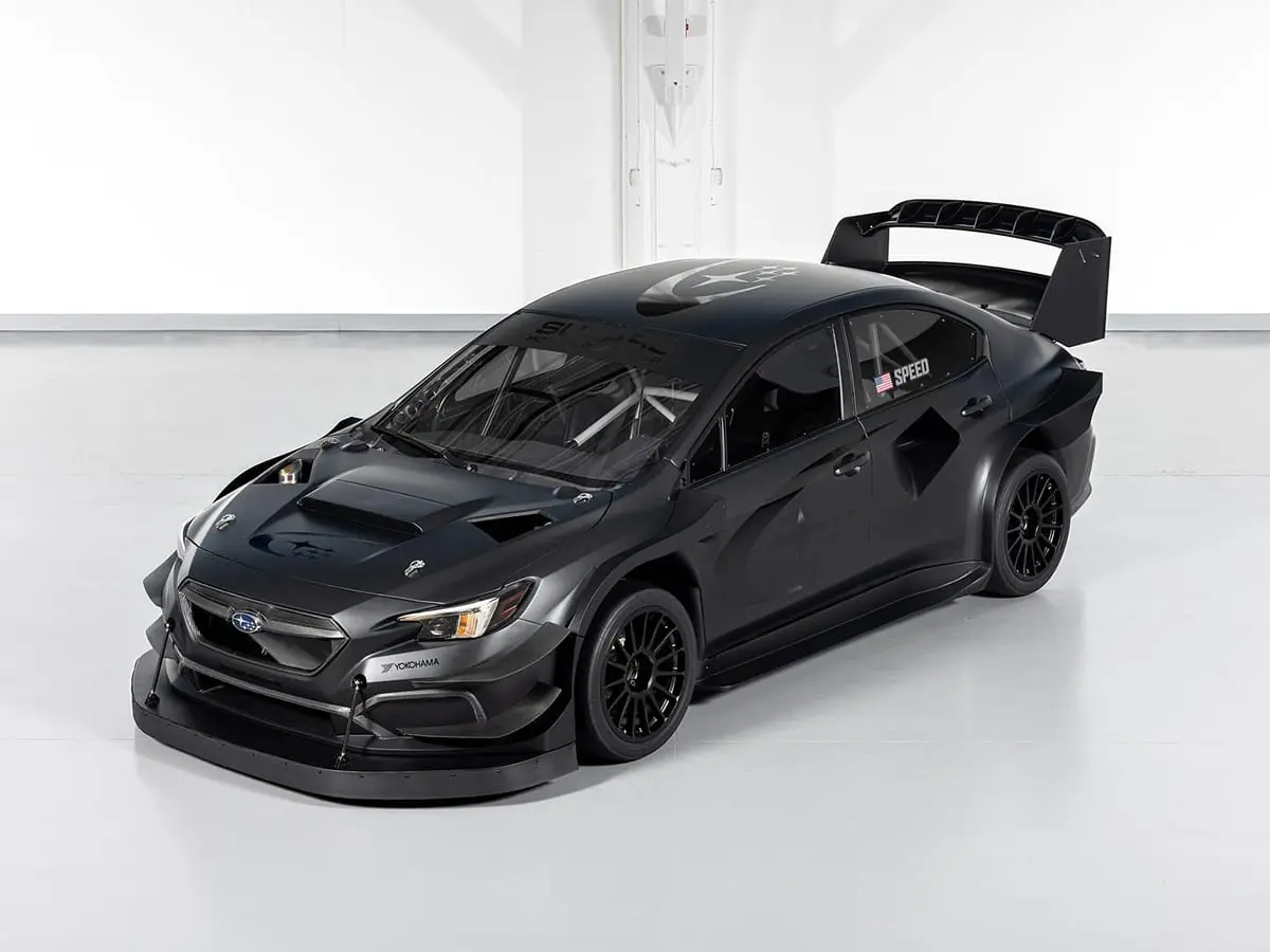 Subaru wrx 'project midnight' front three quarter