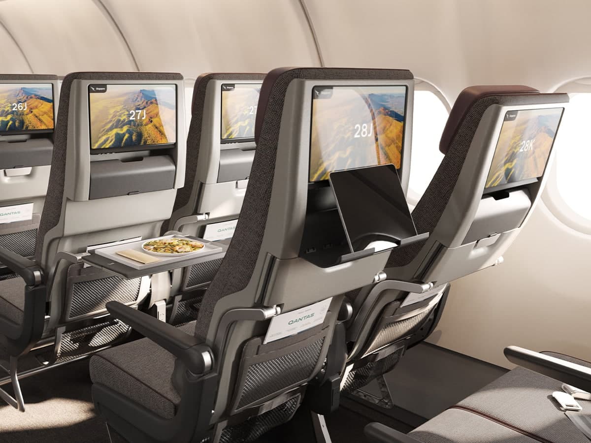 Qantas a330 200 economy class upgraded seat entertainment