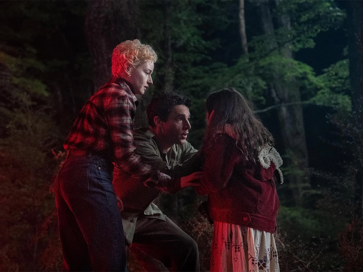 Julia Garner, Christopher Abbott, and Matilda Firth in 'Wolf Man' (2024) | Image: Universal Pictures