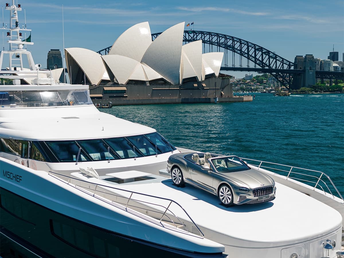 Bentley continental gtc azure sydney harbour