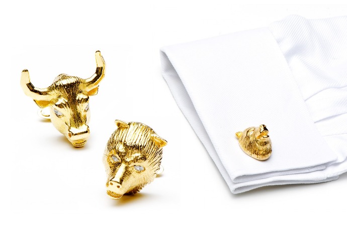 wolf and ox pattern cufflink