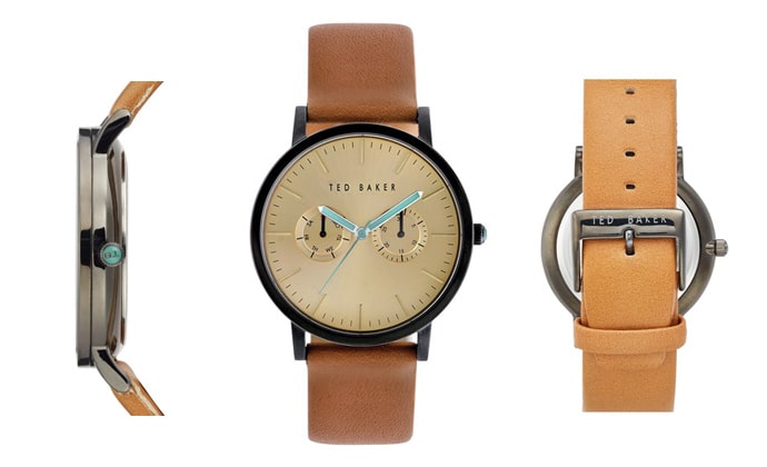 ted baker london multifunction leather strap watch