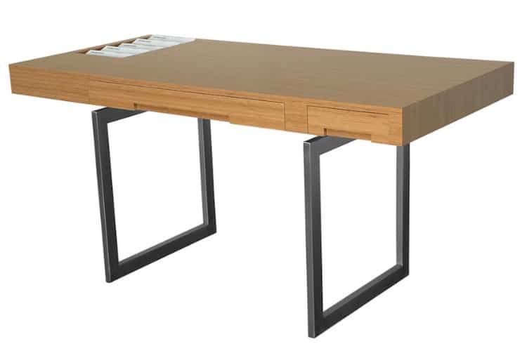modernlink james desk bamboo and stainless steel