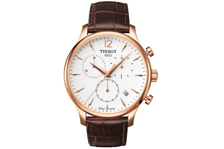 tissot tradition rose gold chronograph watch