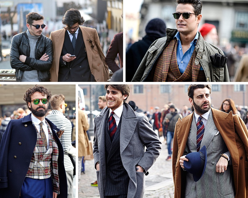 different men wear different shoulder jacket